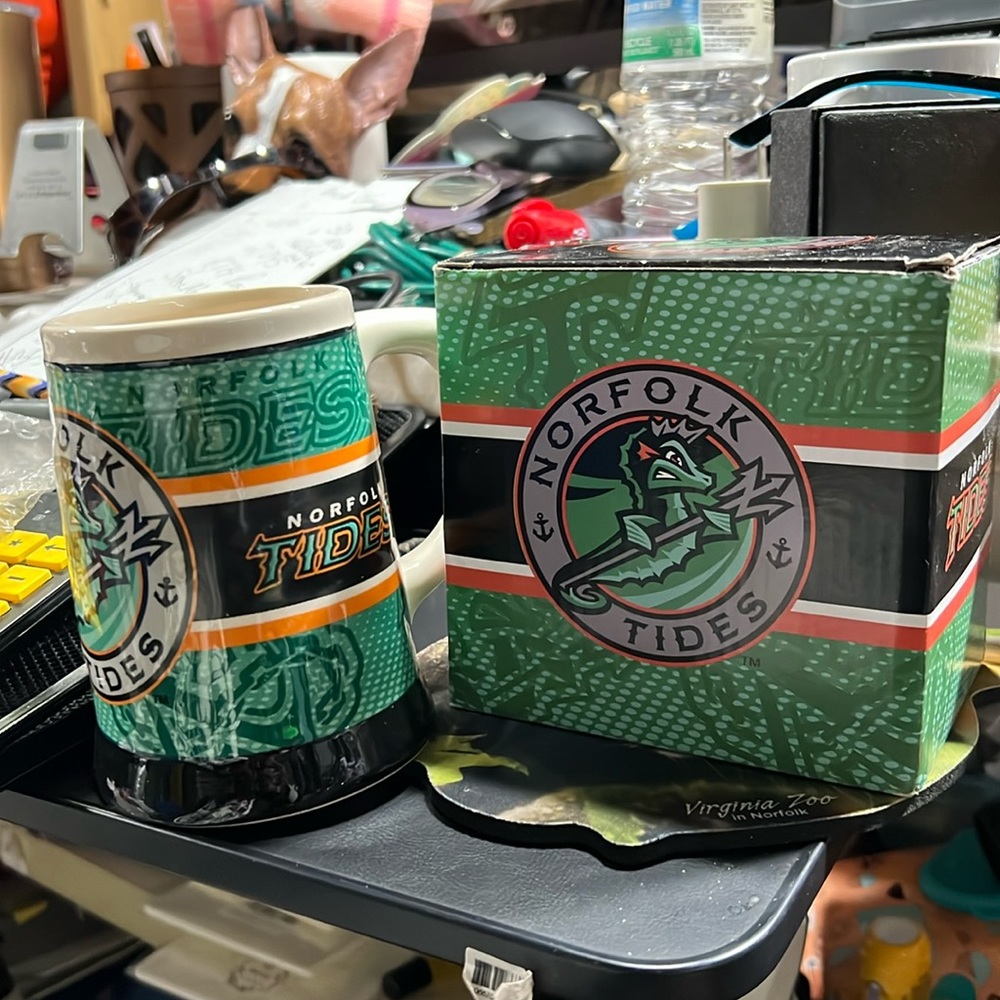 NIB NORFOLK TIDES BASEBALL TEAM BEER STEIN TANKARD COFFEE MUG SGA, NORFOLK, VA,
